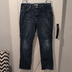 Levi Women's Blue Straight Leg Denim Jeans with Subtle Worn-In Look, Sz 14